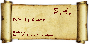 Pély Anett névjegykártya